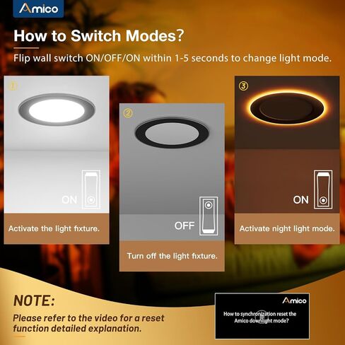 Amico 24 Pack 6 Inch 5CCT LED Recessed Ceiling Light with Night Light, 2700K/3000K/3500K/4000K/5000K Selectable Ultra-Thin Recessed Lighting, 12W=110W, 1100LM, Dimmable Canless Wafer Downlight ETL&FCC in Saudi Arabia