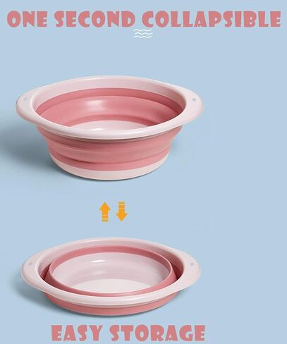 3-Pack Collapsible Wash Basin Set, Baby Kids Wash Basin Dish Tub for Travel Home, 3 Different Sizes Set Space Saving Blue in Saudi Arabia