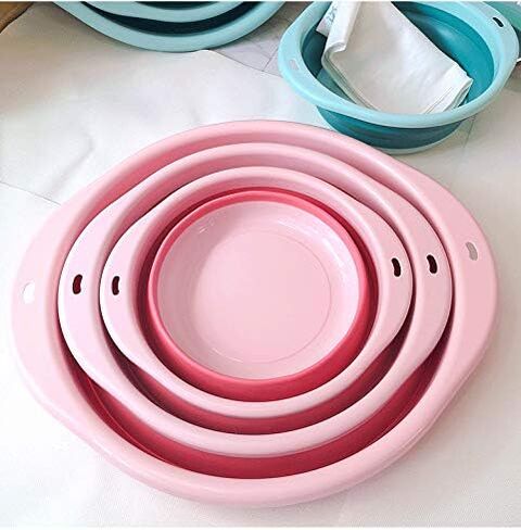 3-Pack Collapsible Wash Basin Set, Baby Kids Wash Basin Dish Tub for Travel Home, 3 Different Sizes Set Space Saving Blue in Saudi Arabia