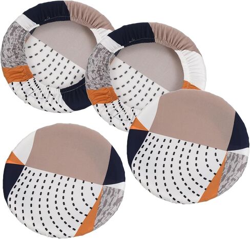 PATIKIL 9.5" Round Bar Stool Cover, 2 Pack Washable Elastic Stool Cushion Cover for Diameter 12"-18" Chair, Black White Orange in Saudi Arabia
