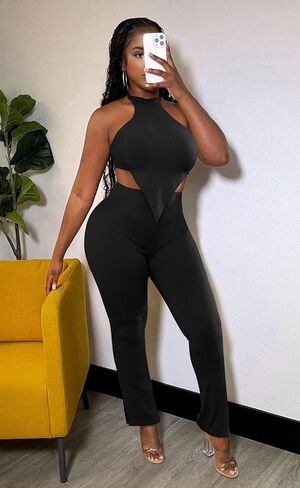 Ekaliy Two Piece Outfits for Women Sleeveless Crop Top Ribbed High Waist Long Pants Sets Party Jumpsuits Clubwear in Saudi Arabia