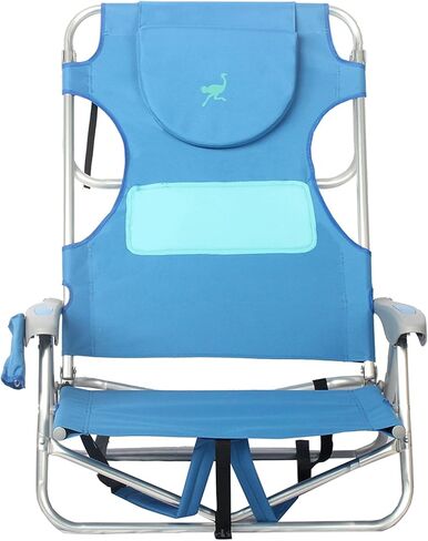 Ostrich Ladies Comfort & On-Your-Back Lightweight Beach Reclining Lawn Chair with Backpack Straps, Outdoor Furniture for Pool, Camping, or Patio, Blue in Kuwait