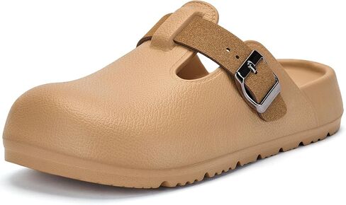 Axcone Womens Clogs Soft Footbed Mules Non-Slip Garden Work Shoes Double Buckle Adjustable EVA Flat Sandals in Saudi Arabia