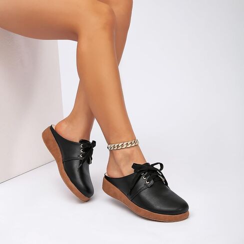 getmorebeauty Women's Slip On Mules Sandals Closed Toe Backless Low Wedge Slides Clogs Sandals Walking Shoes in Saudi Arabia