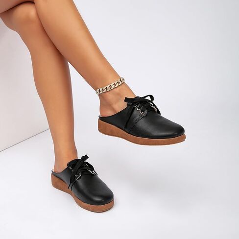 getmorebeauty Women's Slip On Mules Sandals Closed Toe Backless Low Wedge Slides Clogs Sandals Walking Shoes in Saudi Arabia