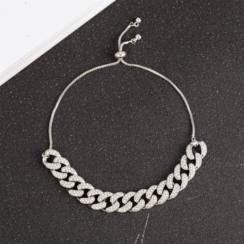 kelistom Gold Cuban Link Anklet for Women Men, 18K White Gold Plated Hip-hop Rhinestone Filled Ankle Bracelets for Women Teen Girls in Saudi Arabia