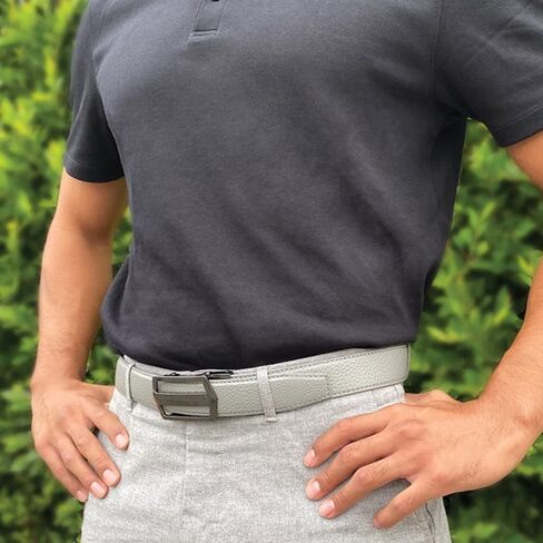 Men's Belt, Nexbelt Ratchet Leather Texture Classic Colour Pitch Black V.4 Golf Belt in Kuwait