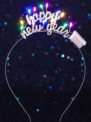 DRESBE Light Up Happy New Year Headband LED New Year Eve Headbands Glow NYE Party Hair Accessories للنساء (ذهبي) in Kuwait