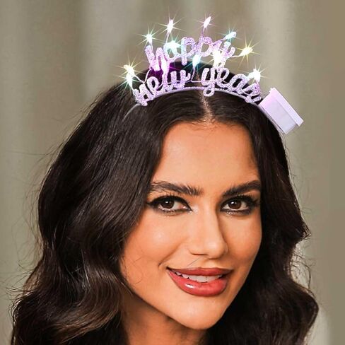 DRESBE Light Up Happy New Year Headband LED New Year Eve Headbands Glow NYE Party Hair Accessories للنساء (ذهبي) in Kuwait