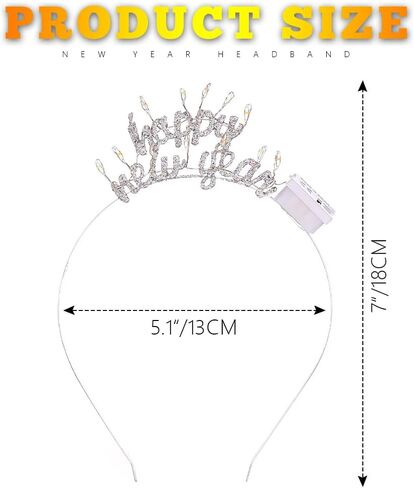 DRESBE Light Up Happy New Year Headband LED New Year Eve Headbands Glow NYE Party Hair Accessories للنساء (ذهبي) in Kuwait