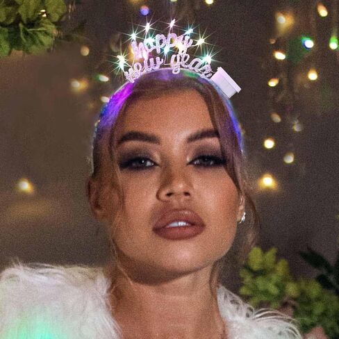DRESBE Light Up Happy New Year Headband LED New Year Eve Headbands Glow NYE Party Hair Accessories للنساء (ذهبي) in Kuwait