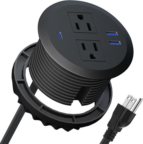 3-inch Desktop Power Grommet,2-Pack,PD20W USB-C,6.5-ft Cord,Black in Kuwait