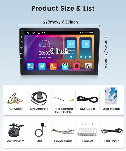 Radio for Mitsubishi Lancer 2008 2009 2010 2011-2017 Android 13 Car Stereo, Rimoody 10.1 Inch HD Touch Screen GPS Navigation WiFi Bluetooth FM Radio EQ Mirror Link USB Backup Camera in Saudi Arabia