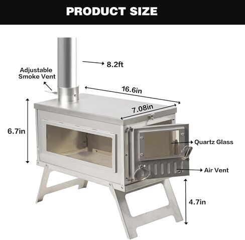 Backpacking Camp Stove Portable Stove for Camping, Ice-fishing, Cookout, Hiking, Travel, Portable Camp Wood Stove with 8.2' Chimneys in Saudi Arabia