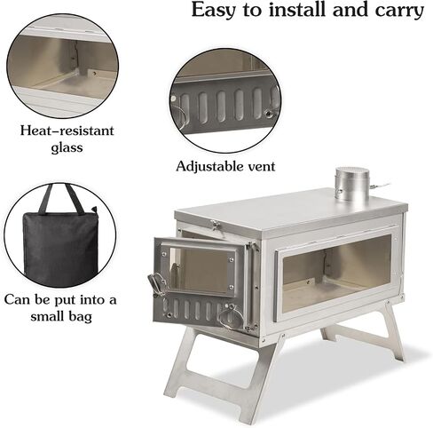 Backpacking Camp Stove Portable Stove for Camping, Ice-fishing, Cookout, Hiking, Travel, Portable Camp Wood Stove with 8.2' Chimneys in Saudi Arabia
