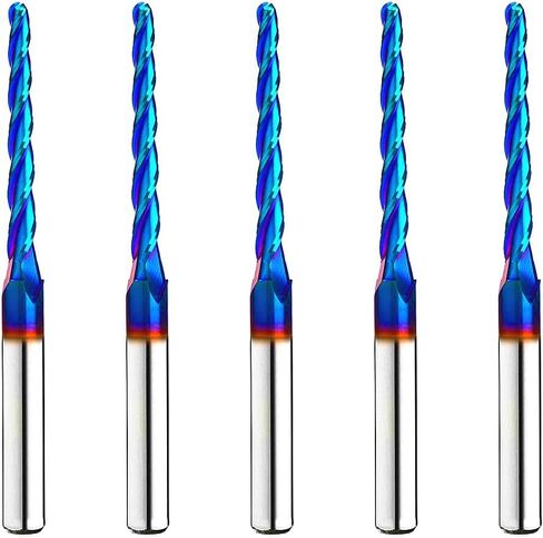 2PCS BRB228 Milling Cutters Ball Nose Solid Carbide Up Cut CNC Spiral Bits NACO Coated 2D 3D Carving Router Bit 1.0Deg with 1/8 Inch Cutting Dia in Saudi Arabia