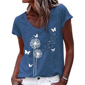 Just Breathe Dandelion T-Shirt for Women Dandelion Graphic Tees Short Sleeve Christian Shirts Tops
