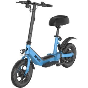 Gotrax A5 Electric Scooter with Seat for Adults, 15.5 Miles&15.5 Mph Power by 400W Motor, Dual Rear Shock Absorbers and 12" Pneumatic Tire, E Commuter Scooter with Carry Basket(White)