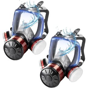 Full Face Gas Mask: Gas Masks Survival Nuclear and Chemical with 40mm & P-A-1 Activated Carbon Filter Full Face Respirator Mask Used for Dust Spray Machining Soldering Polishing Welding