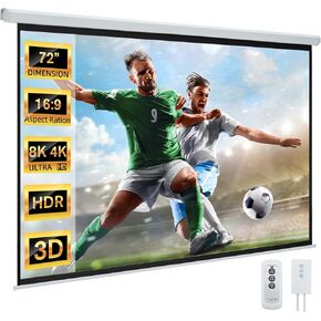 YODOLLA Motorized Projector Screen 84",16:9 4K HD Electric Projector Screen Wall Mounted Ceiling Automatic Retractable Movie Screen for Indoor Outdoor