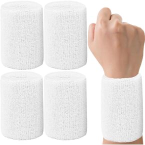 4 Pack 6 Inch Wrist Sweatbands Tennis Wrist Bands Absorbent Sweat Band for Men and Women, Breathable Cotton Sweatbands for Work Out, Basketball, Running Athletic Sports -Black & Blue in Kuwait