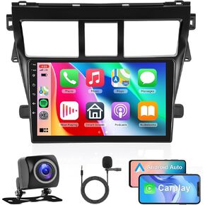 4G+64G Radio for Toyota Yaris VIOS 2007-2013 Rimoody Android 13 Car Stereo Wireless Carplay Andorid auto Mirror Link 9'' Touch Screen GPS Navigation WiFi Bluetooth FM EQ + AHD Backup Camera
