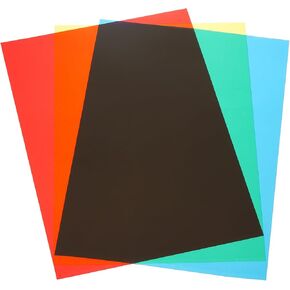 MECCANIXITY 3 Pcs Colored Plastic Sheets, A4 Transparent Amber Film Color Correction Gel Light Filter Waterproof 11.7 x 8.3" Sheet for DIY Crafts,LED Lighting,Photo (Red, Yellow, Blue)
