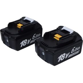 18V 6.0Ah Batteries Replacement for Makita 18 Volt 6000mAh BL1850 BL1860B BL1830 BL1840, 36V (18V*2) 6.0 Ah Lithium-Ion Battery Compatible with Makita Cordless Power Tools MUR181DRF MUS104DSH PB108D