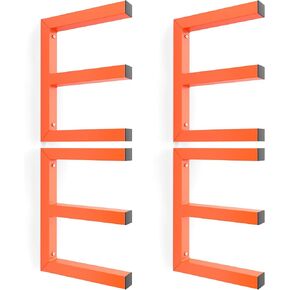 Ultrawall Lumber Storage Rack Wall Mount Wood Storage Racks, Metal Wood Organizer Racks for Shed, Workshop, Garage, Holds Up 220 LBS Per Level (Pack of 4, Black)
