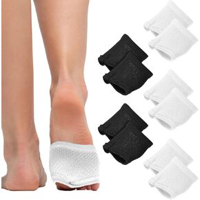 5 Pairs Open Toe Half Socks, Cotton Peep Toe Mule Sandal Sock for Women Non-Slip Toe Covers Socks for Clogs Flip Flop Slide Slipper (2 Beige+3 Black)