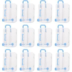 BESTonZON 24 Pack Mini Suitcase Candy Box, Miniature Plastic Rolling Suitcase with Transparent Lid, Travel Theme Parties and Celebrations () Chocolate Candy Gift Box