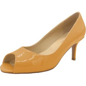 Lutalica W Women's Classic Open Toe Low Kitten Heel Sandals Slip On Medium Heel Peep Toe Dress Pumps
