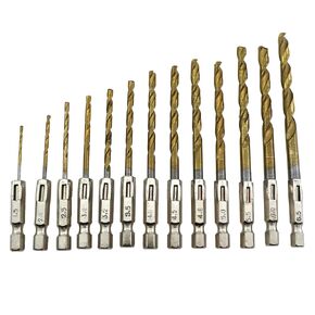 13pcs 1/16 بوصة 1/4 بوصة ذهبية عالية السرعة فولاذية سداسي سداسي تويست تويست بتات البت الكهربائية مثقاب اللكم بتات خشب الخشب تويست قليلا مناسبة لألواح الأكريليك البلاستيكية الخشبية
