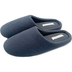 Womens Cotton Lightweight House Slippers With Memory Foam, Washable & Cozy Slip On(Dark Grey,US 11-12)