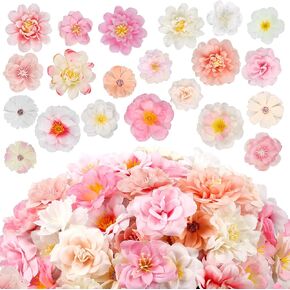 210 Pcs Mini Silk Flower Heads Small Fake Rose Daisy Faux Flowers Bulk for Crafts Artificial Rose Loose Flowers Blossom Heads Sunflower Bulk for Wedding Hair Cap Leis Decorations (Light Colors Mixed)