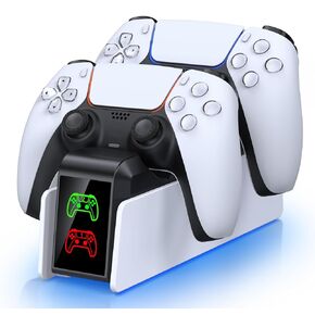 Controller Charger for PS5 Dualsense & Edge Controllers, with LED Indicator Dual Stand Charger Dock for PS5 Controller, Charging Station Accessories