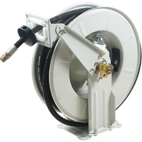 VEVOR Fuel Hose Reel, 1/2" x 50', Extra Long Retractable Machine Oil Hose Reel, Spring Driven Auto Swivel Rewind, Heavy-Duty Carbon Steel Construction with Hose for Auto Repair, Industries, 2300 PSI