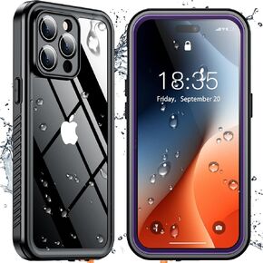SPIDERCASE Magnetic for iPhone 16 Pro Case Waterproof, Built-in Screen & Camera Lens Protector[IP68 Underwater] [Military Grade Shockproof] Full Body Protection Phone Case,Black/Clear