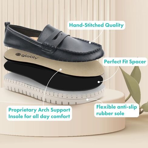 Glolily Elle Loafer Women's Comfort Sneaker - Orthotic Lightweight & Flexible Walking Shoes with Arch Support, Comfortable Casual Fashion Shoes for Women in Saudi Arabia