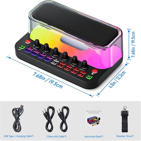 Facmogu All-in-One Live Sound Card, Portable Audio Karaoke Mixer Machine with Dual Wireless Mics, Bluetooth Audio Mixer for Home Karaoke, Live Streaming, Gaming, with Spotlight Control, Voice Changer in Saudi Arabia