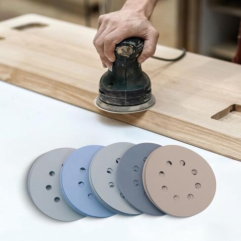100 Pcs 5 Inch Wet Dry Sanding Discs Hook and Loop, 8 Holes 400 600 800 1000 1200 1500 2000 2500 3000 5000 Grit Silion Carbide Orbital Sander Sandpaper Assortment in Kuwait