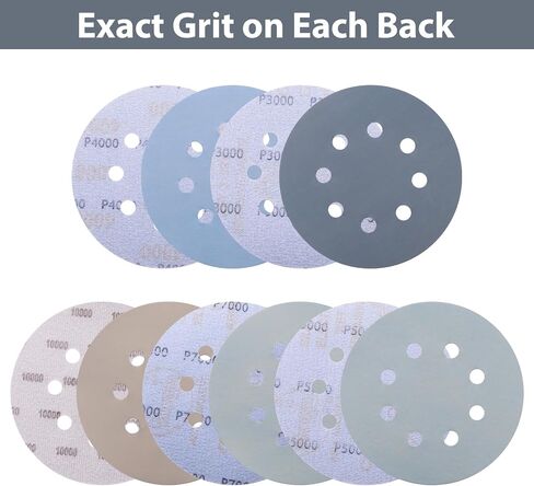 100 Pcs 5 Inch Wet Dry Sanding Discs Hook and Loop, 8 Holes 400 600 800 1000 1200 1500 2000 2500 3000 5000 Grit Silion Carbide Orbital Sander Sandpaper Assortment in Kuwait