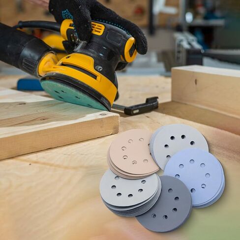 100 Pcs 5 Inch Wet Dry Sanding Discs Hook and Loop, 8 Holes 400 600 800 1000 1200 1500 2000 2500 3000 5000 Grit Silion Carbide Orbital Sander Sandpaper Assortment in Kuwait