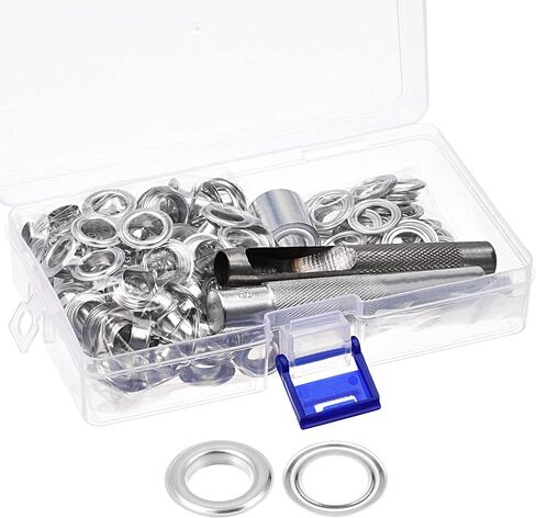 uxcell Grommet Tool Kit 100 Sets 3/8" Copper Grommets Eyelets with 3pcs Install Tools, 10mm Inside Dia. Black in Saudi Arabia