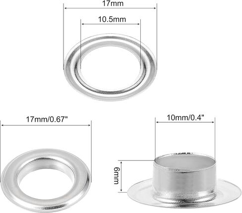 uxcell Grommet Tool Kit 100 Sets 3/8" Copper Grommets Eyelets with 3pcs Install Tools, 10mm Inside Dia. Black in Saudi Arabia