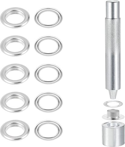 uxcell Grommet Tool Kit 100 Sets 3/8" Copper Grommets Eyelets with 3pcs Install Tools, 10mm Inside Dia. Black in Saudi Arabia