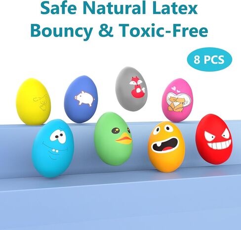 SCHITEC Squeaky Dog Toys, [8 Pack] Latex Squeak Dog Ball for Small Pets & Puppies, 2.3" Soft Rubber Bouncy Interactive Fetch Balls in Kuwait