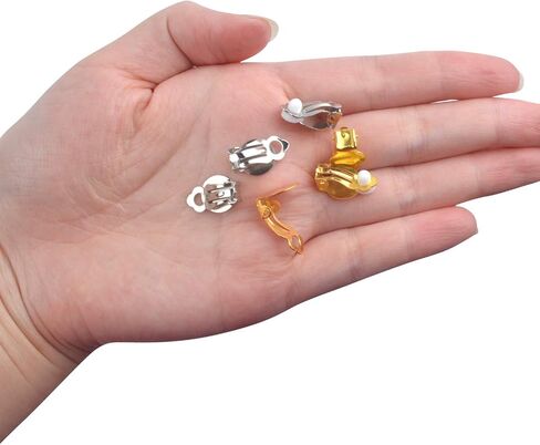 Aylifu Clip-on Earring Findings, 20pcs (10 Pairs) Round Flat Tray Earring Clips Blank Earring Setting Components with 20pcs Earring Pads for Non-Pierced Ears DIY Earring Making -Silver in Saudi Arabia