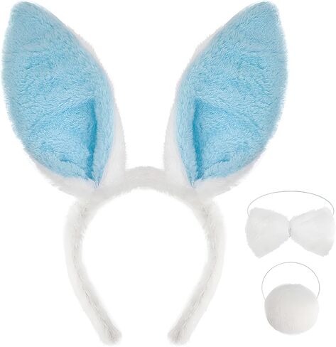 JOYFISCO Bunny Ears, 3 Pcs Bunny Costume Set Bunny Ears with Bow Tie and Tail Easter Cosplay Party Costume Assesories in Saudi Arabia