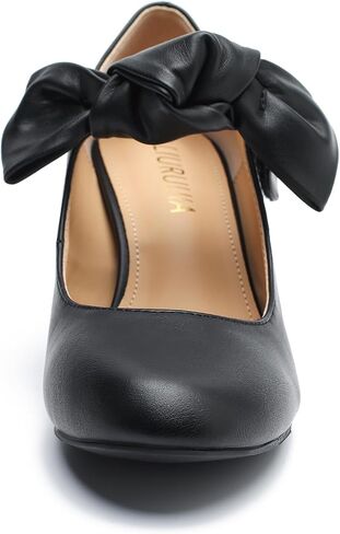 LIURUIJIA Women's Bow Mary Janes Block Heel Pumps Dress Shoes | Round Toe Ankle Strap, 2.36" Chunky Heel Vintage Dress Shoes for Office, Party, Church, Wedding & Daily Wear in Saudi Arabia